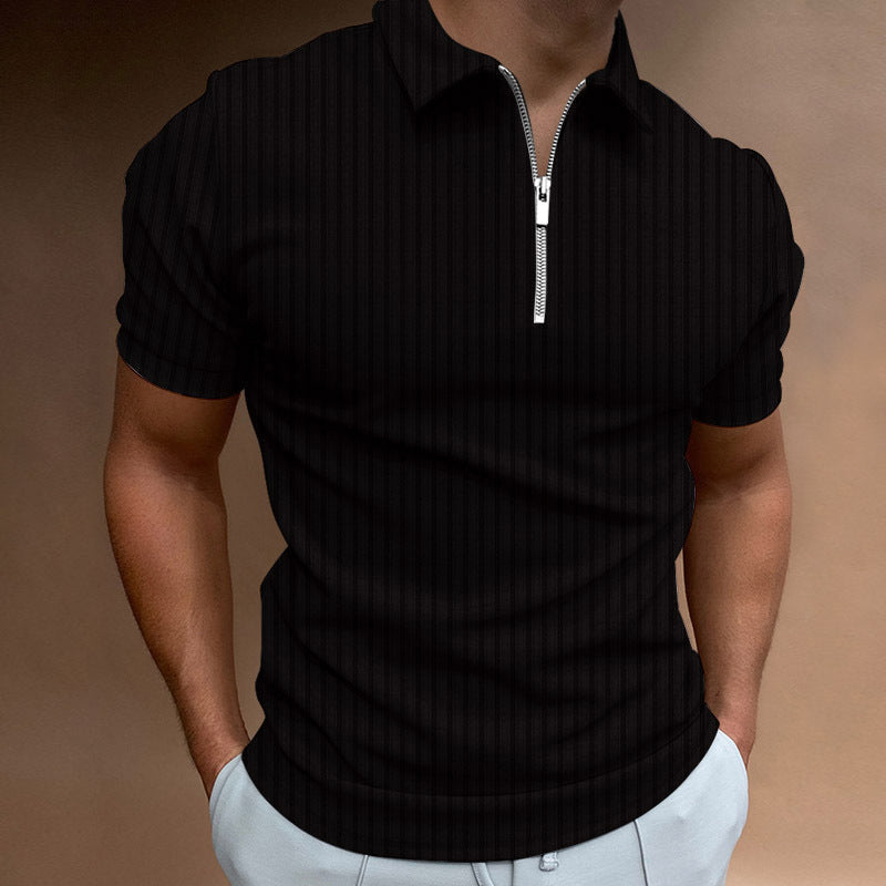 Striped Zip Polo Shirt