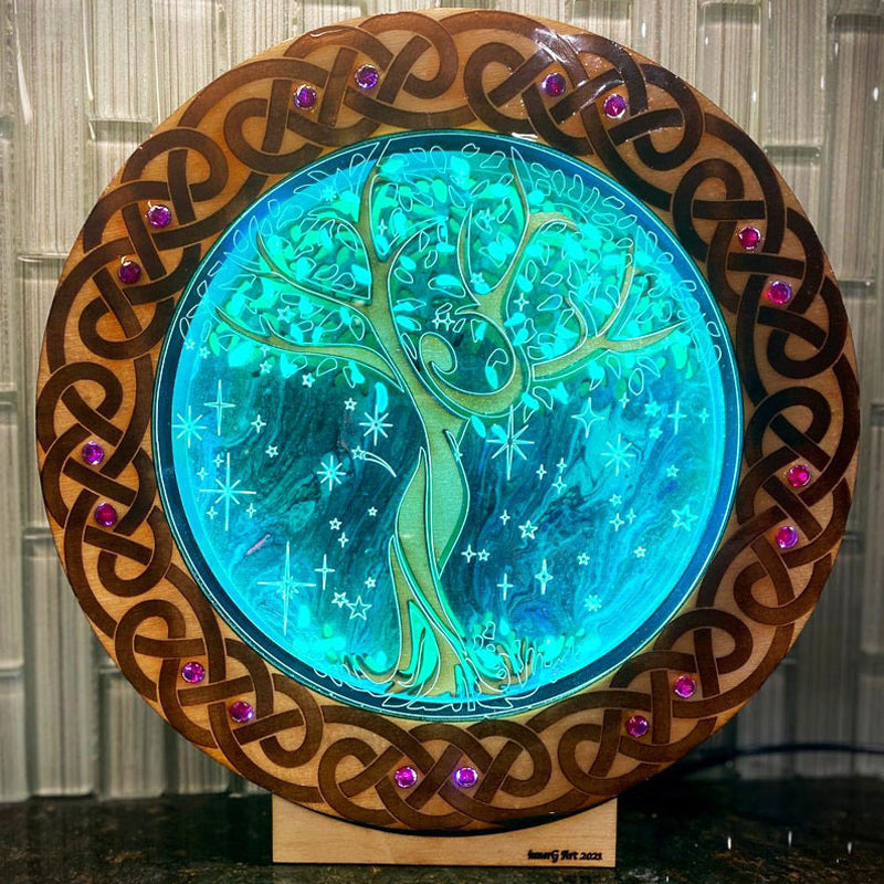 Wooden Sculpture Tree Lamp