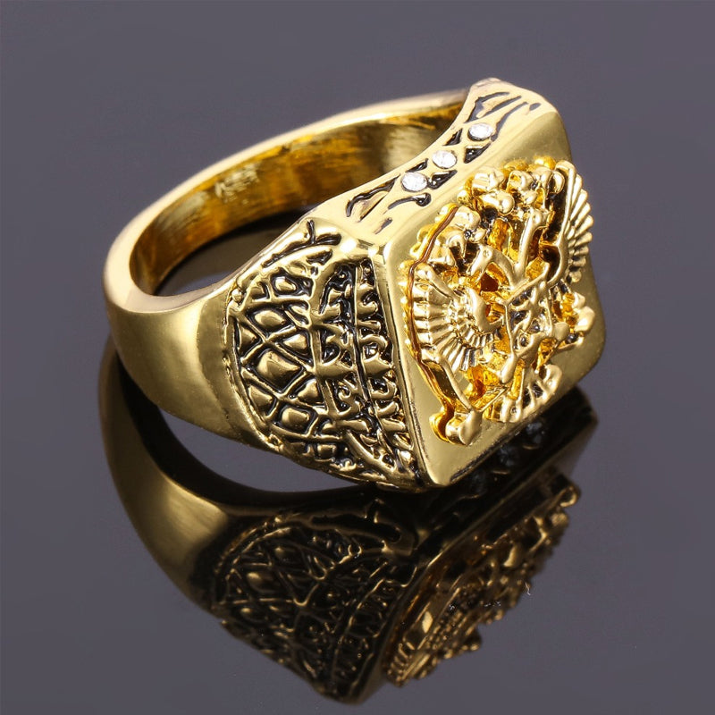 Engraved Double-Headed Eagle Ring