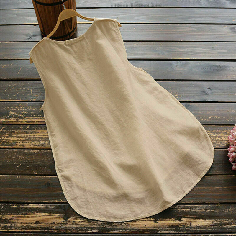 Daisy Sleeveless Cotton and Linen Tank Top