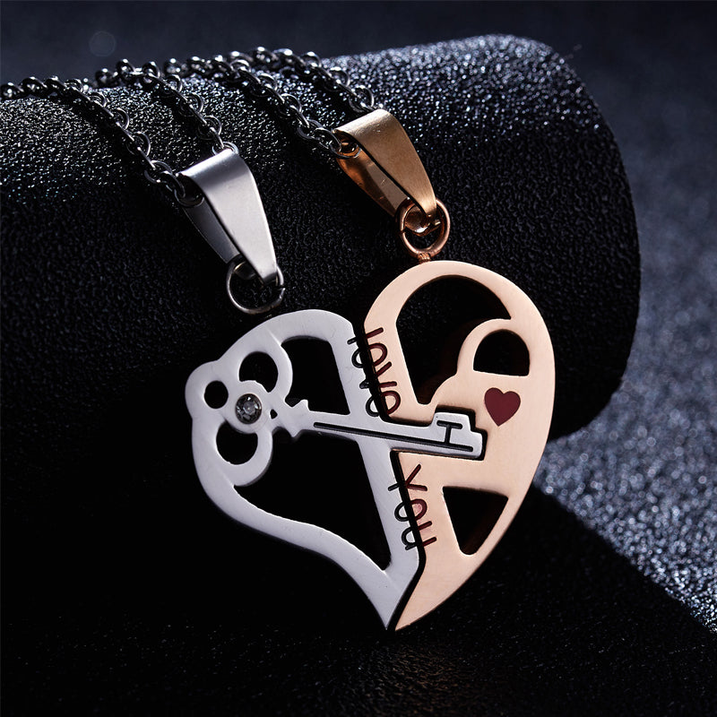 Puzzle Heart Couple Necklace