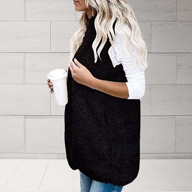 Plush Vest with Hooded Pockets