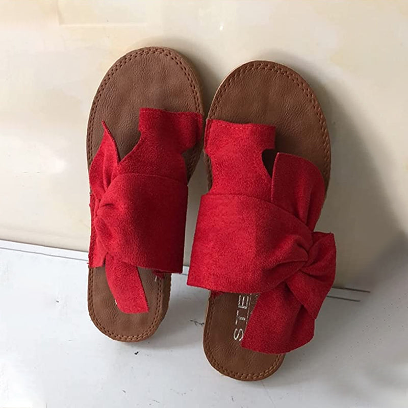 Sandals with a Bow in Suede