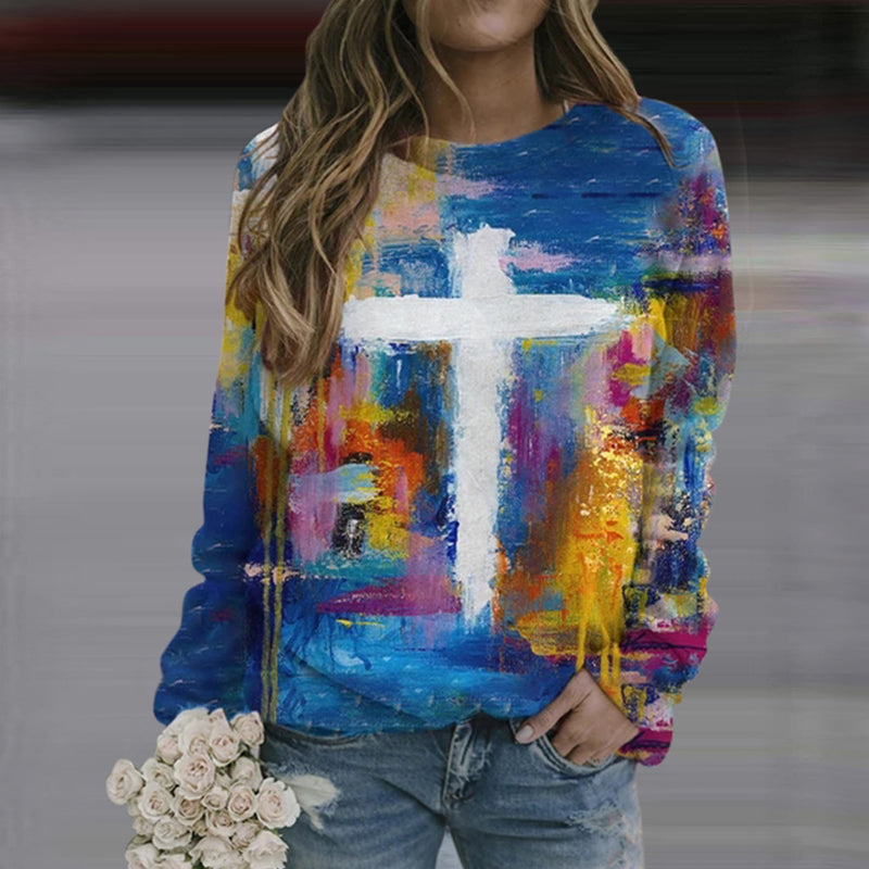 Crucifix Print Sweatshirt