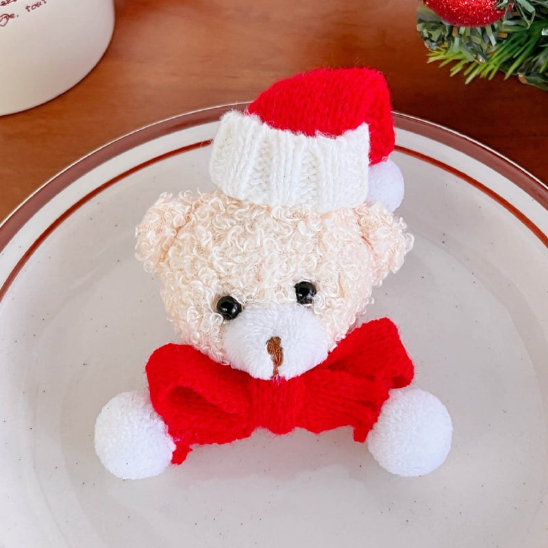 Plush Bear Christmas Brooch
