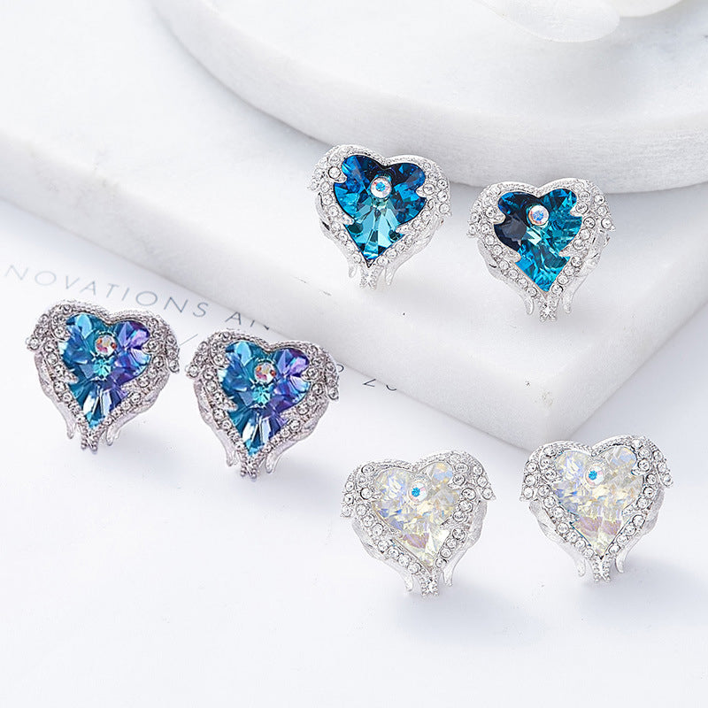 Purple Heart & Wing Earrings