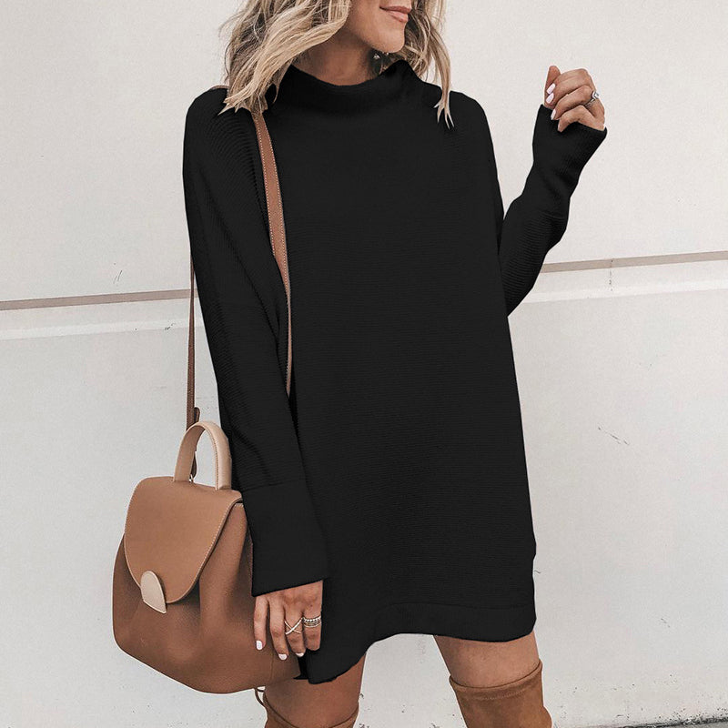 Mid Collar Sweater Dress