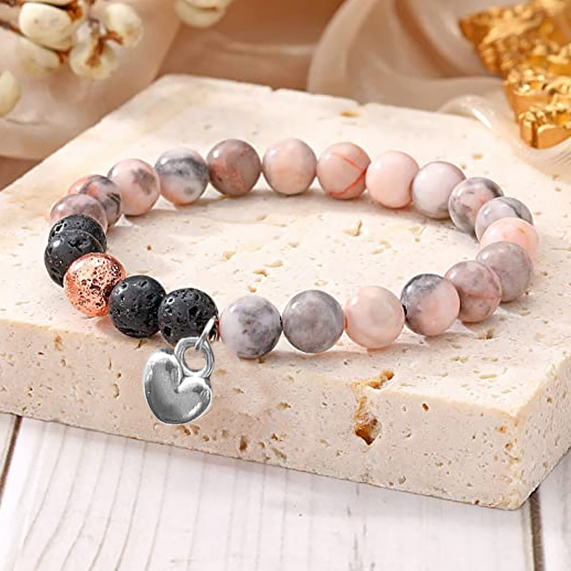 Pink Zebra Heart Charm Bracelet
