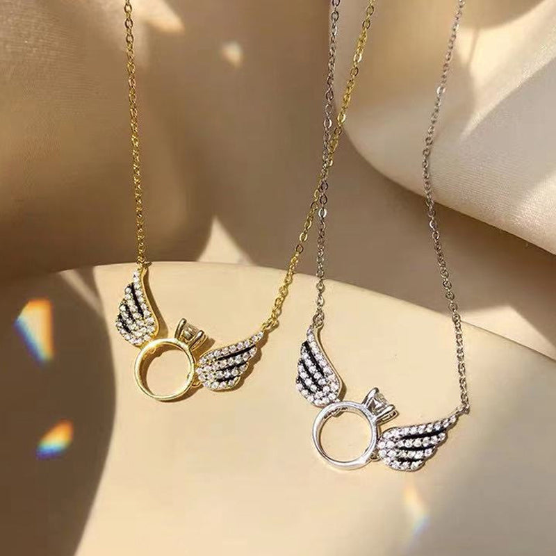 Shiny Necklace with Angel Wings