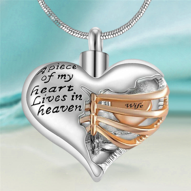 Heart Cremation Urn Necklace Pendant for Human Ashes