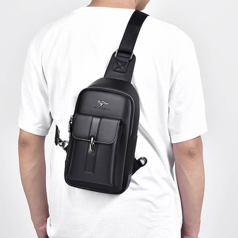 Sling Bag for Men Vintage Waterproof Leather Business Crossbody Bag