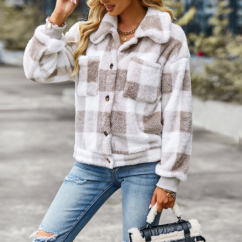 Plaid Thick Fleece Coat