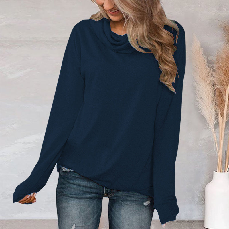 Pullover Pile Neck Long Sleeve T-Shirt