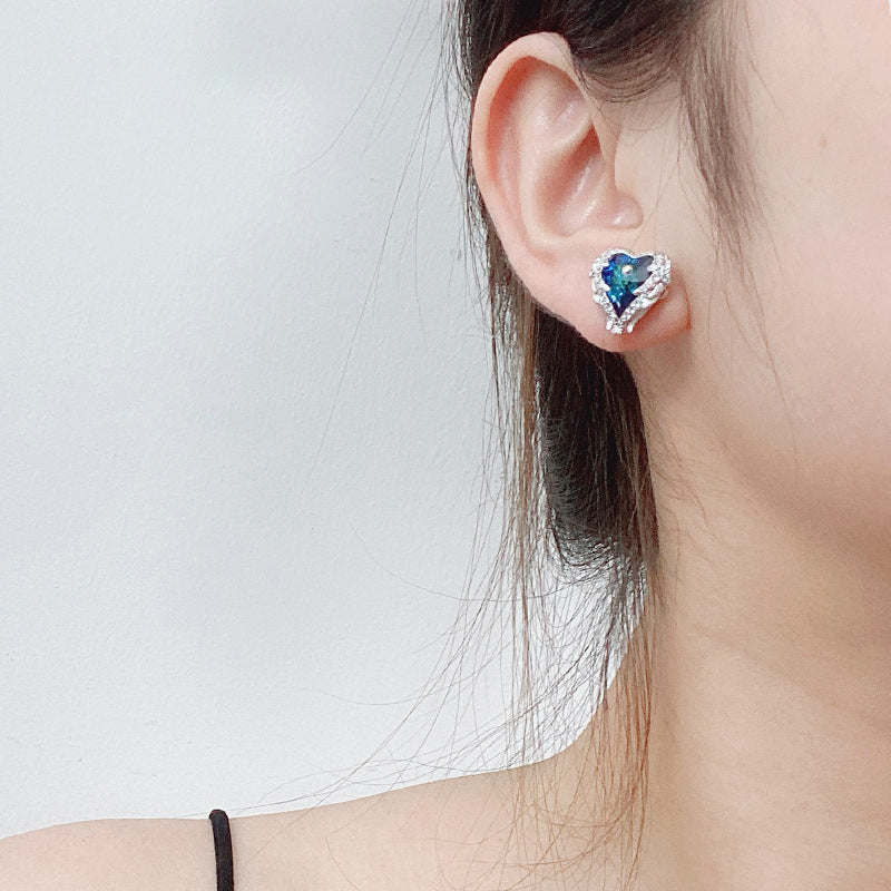 Purple Heart & Wing Earrings