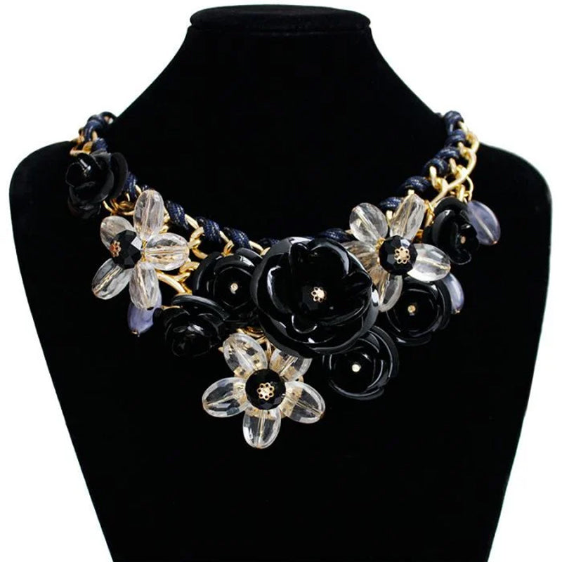 DIY Hand-made Colorful Flower Gemstone Pendant Rope