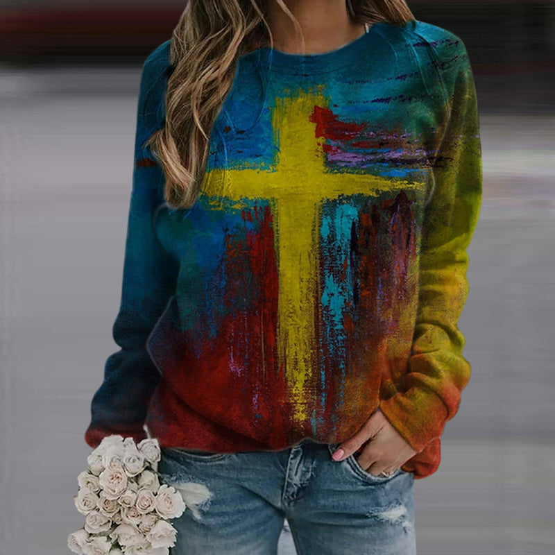 Crucifix Print Sweatshirt