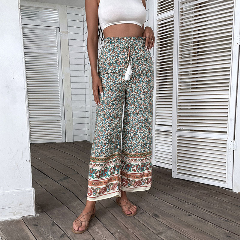 Printed Boho Wide-leg Pants