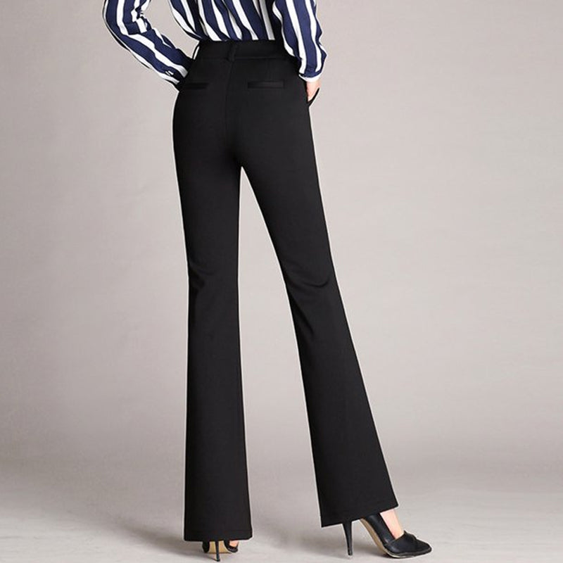 Straight High Waist Solid Flared Pants