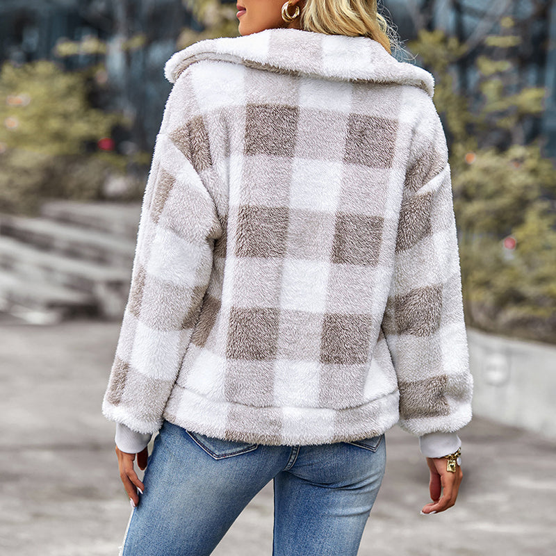 Plaid Thick Fleece Coat