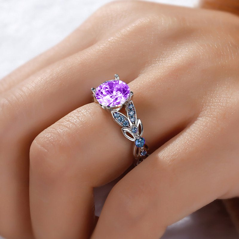 Round Cut Sterling Silver Ring