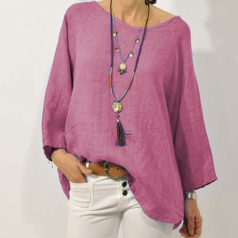 Solid Color Casual Breathable Cotton Linen T-Shirt