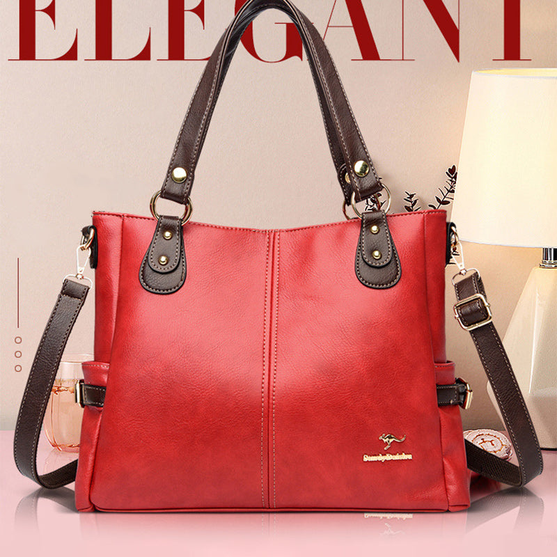 Large leather shoulder bag for women