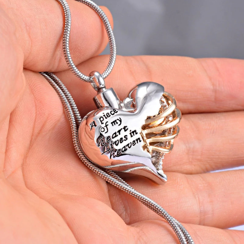 Heart Cremation Urn Necklace Pendant for Human Ashes