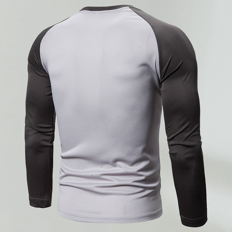 Long Sleeve Panel Crew Neck Men's T-Shirt