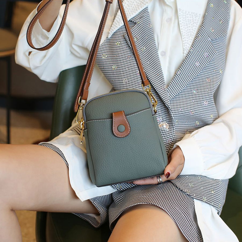Multifunctional Solid Soft Leather Crossbody Bag