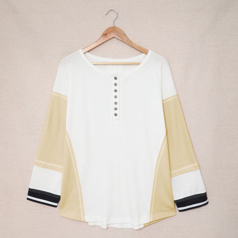 Colour Block Button Sweatshirt