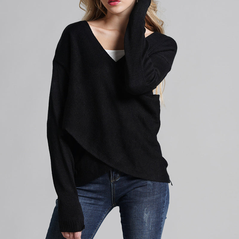 Cross-panel Knitted Sweater