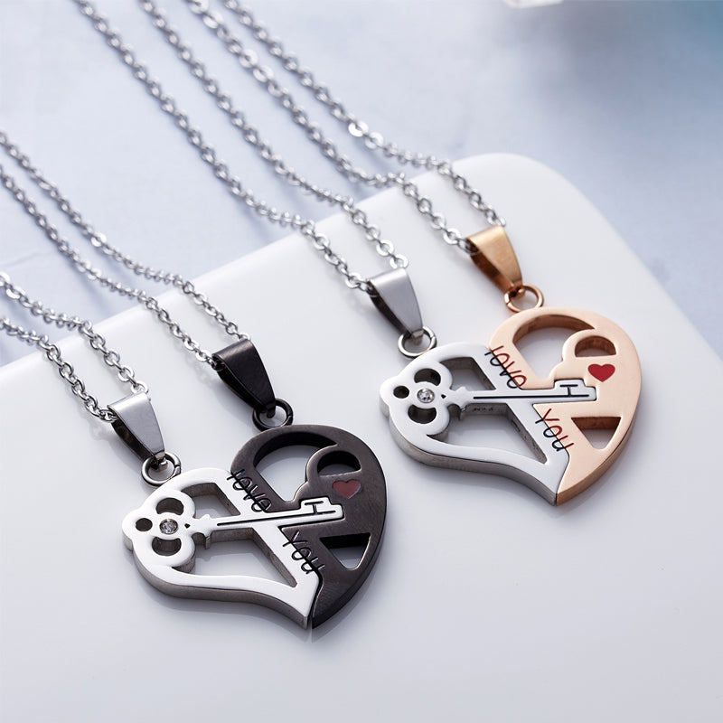 Puzzle Heart Couple Necklace