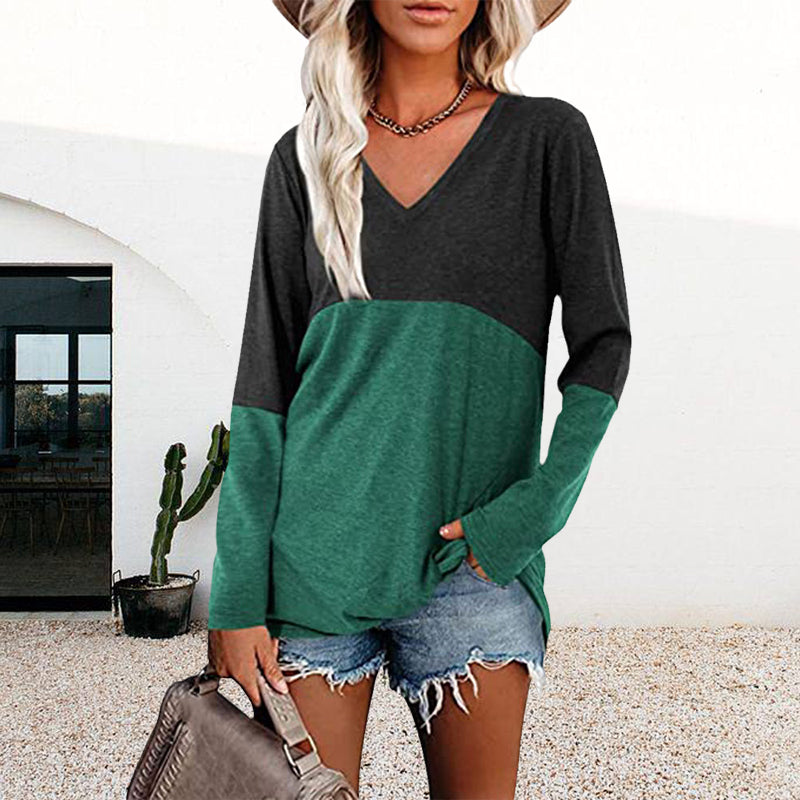 Contrast Panel Long Sleeve Top