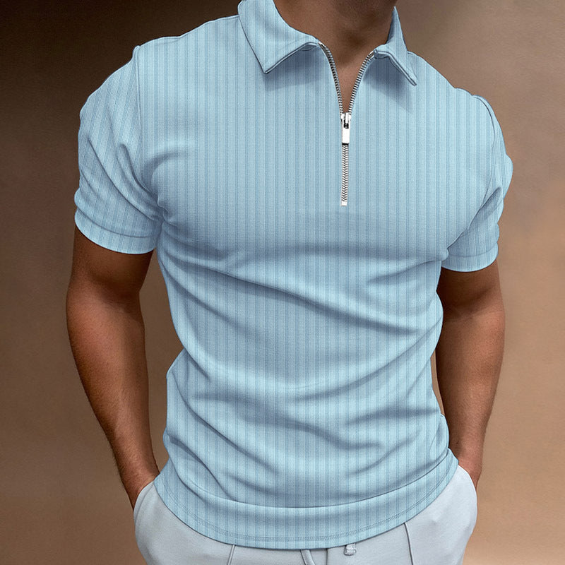 Striped Zip Polo Shirt