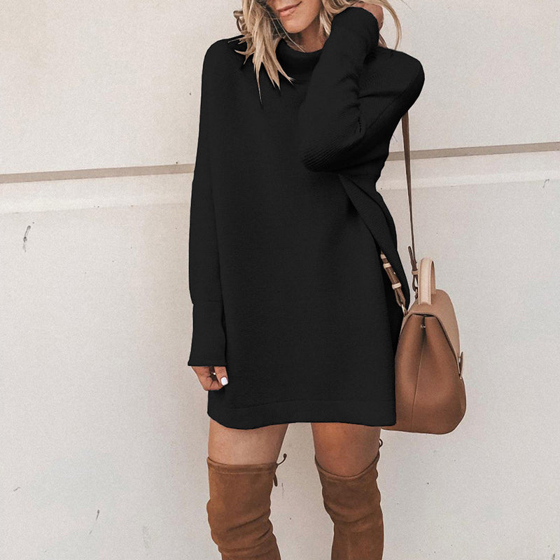 Mid Collar Sweater Dress