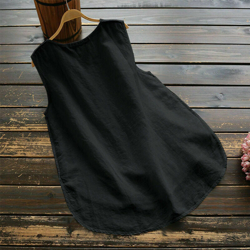 Daisy Sleeveless Cotton and Linen Tank Top