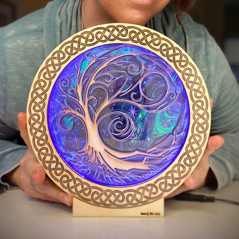 Wooden Sculpture Tree Lamp