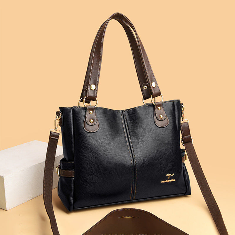 Large leather shoulder bag for women