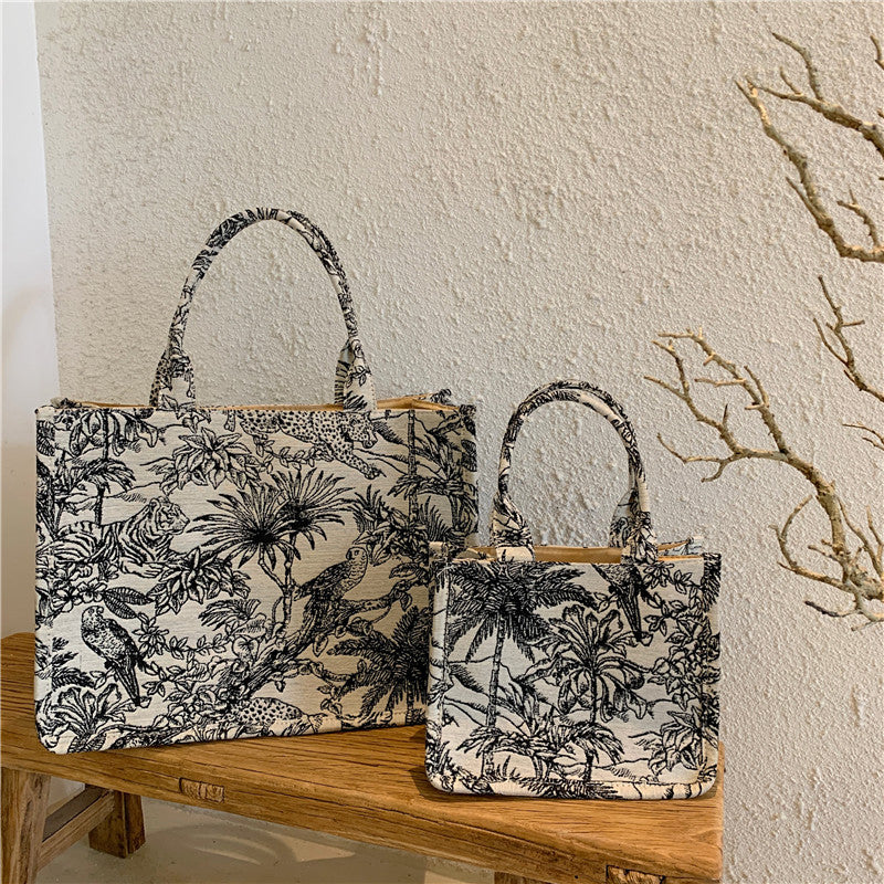 JACQUARD EMBROIDERY SHOULDER BAG