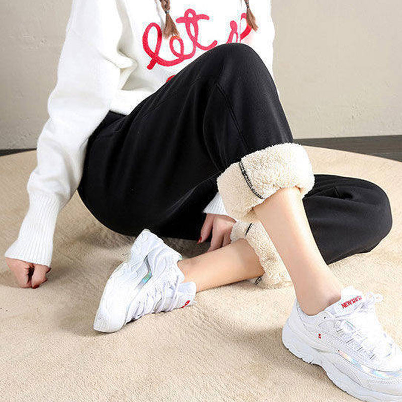 Women Warm Fleece Cotton Solid Joggers Sweatpants