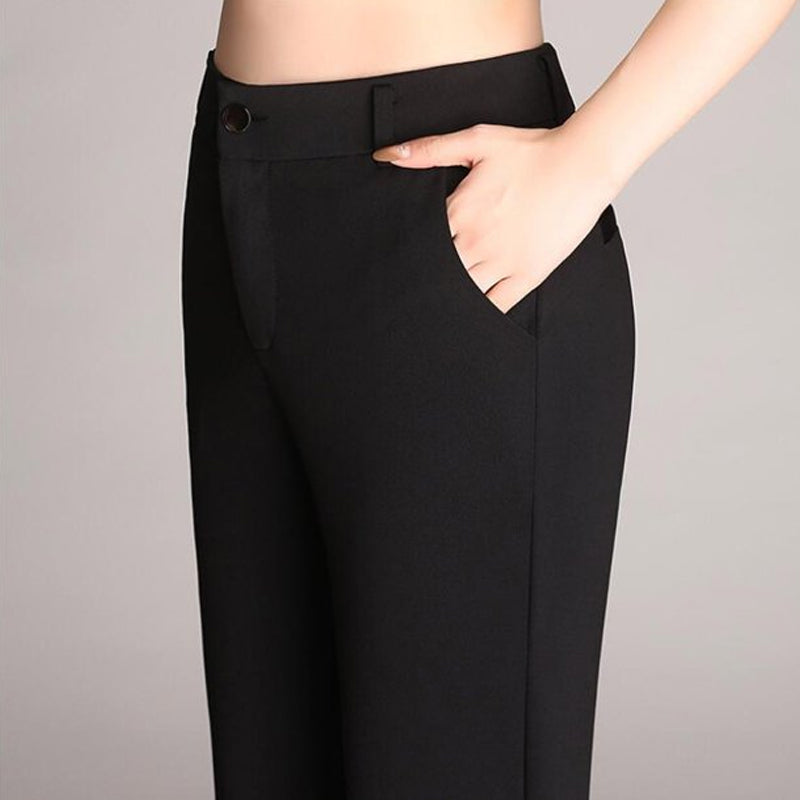 Straight High Waist Solid Flared Pants