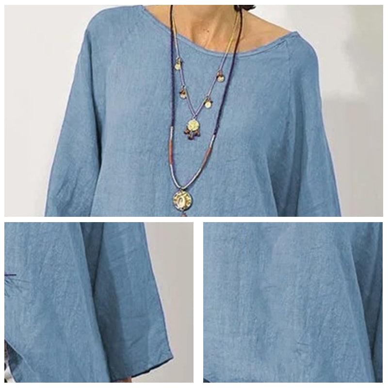 Solid Color Casual Breathable Cotton Linen T-Shirt