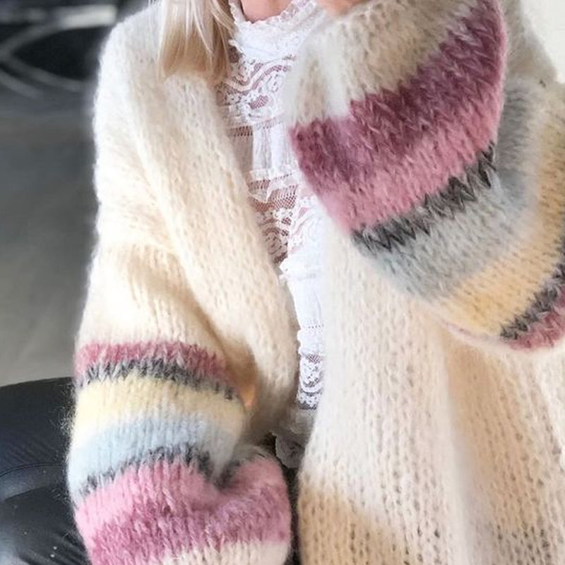 Striped Contrast Mohair Cardigan