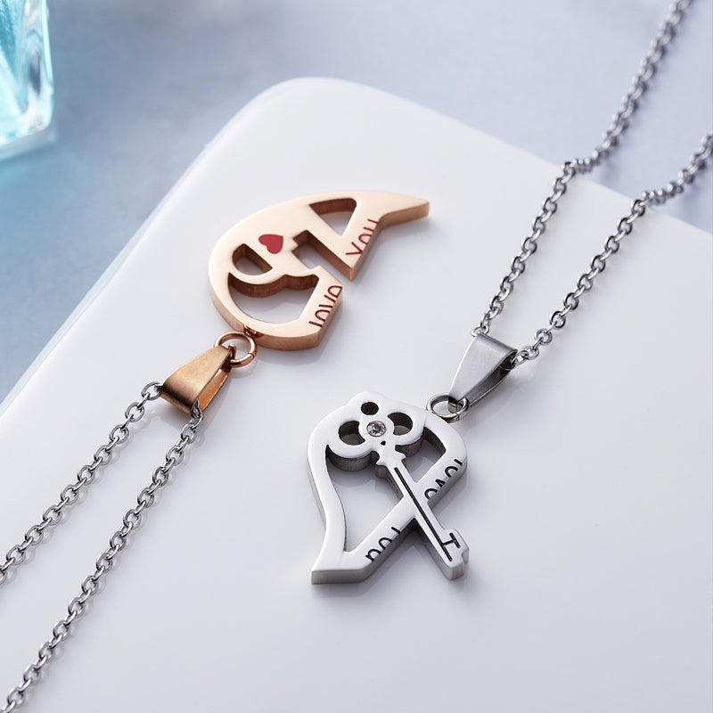 Puzzle Heart Couple Necklace