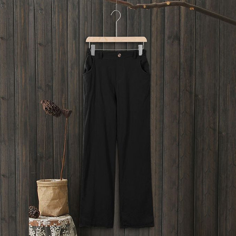 Women's High Waist Casual Cotton Linen Trousers