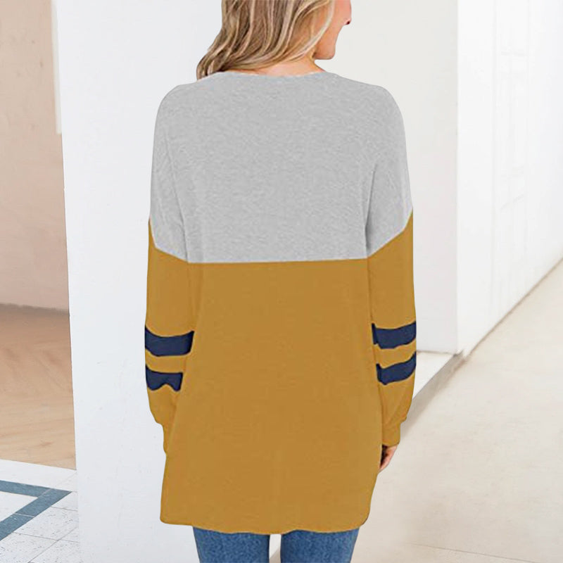 Long-sleeve Paneled Crewneck T-shirt