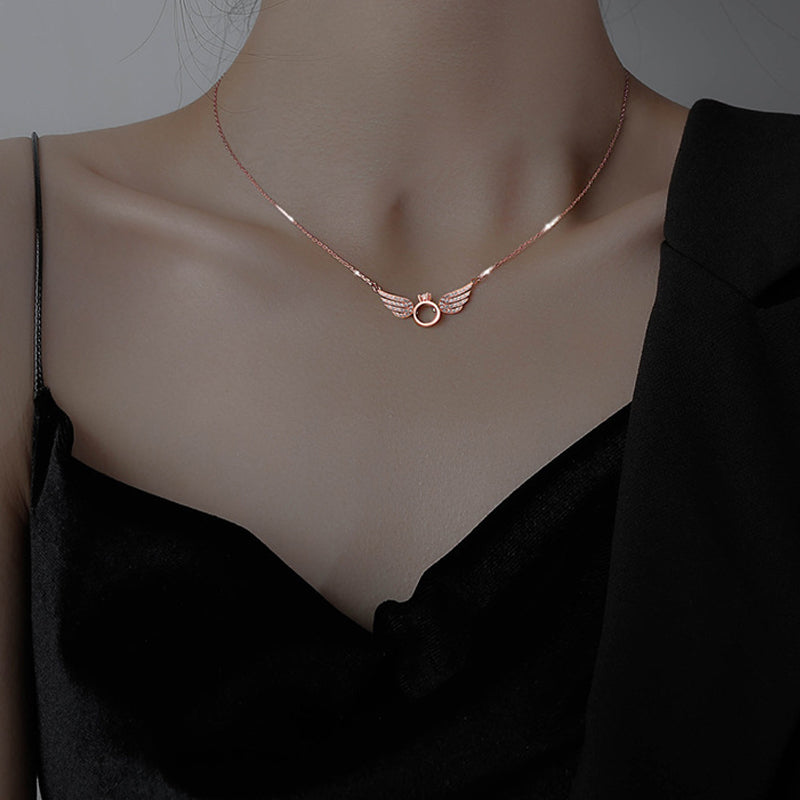 Shiny Necklace with Angel Wings