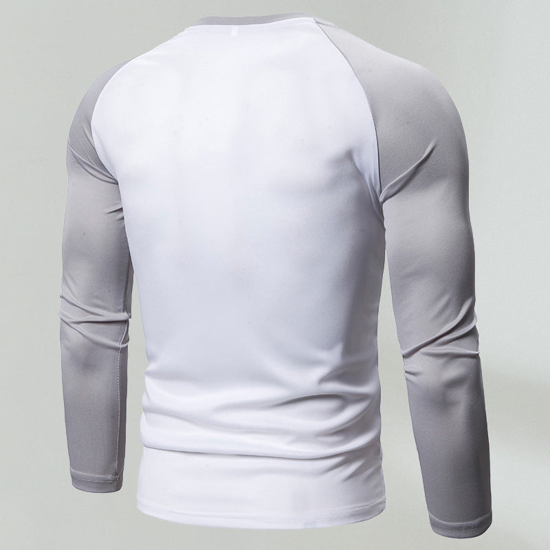 Long Sleeve Panel Crew Neck Men's T-Shirt