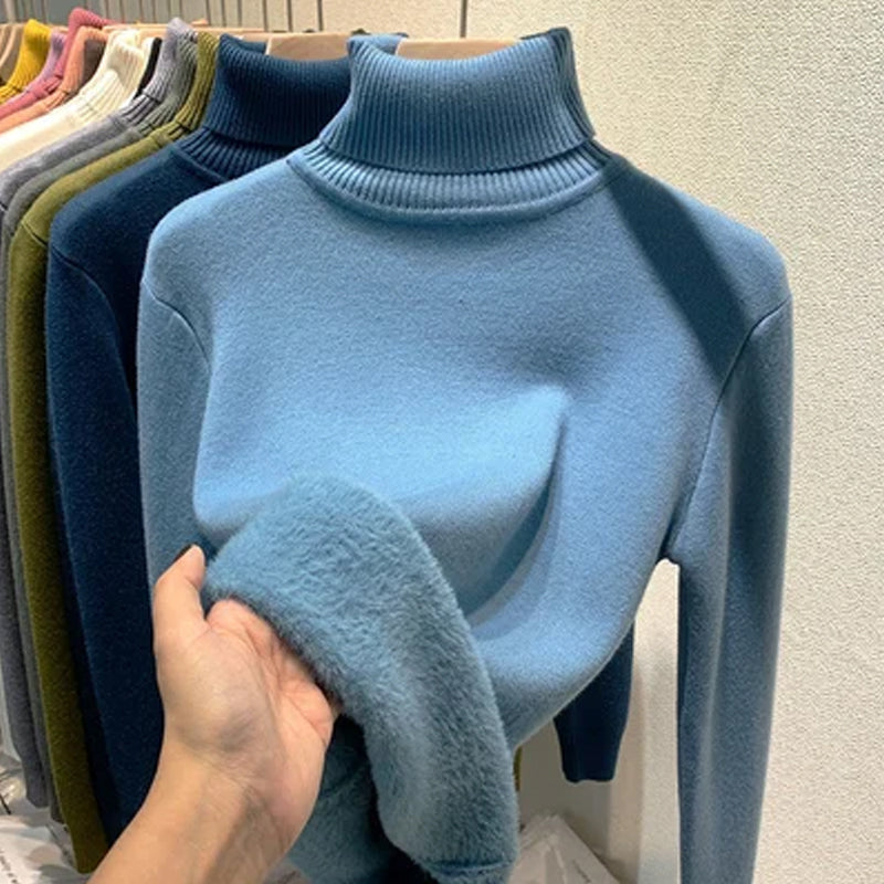 Winter Fleece Thick Knitted Bottoming Sweater