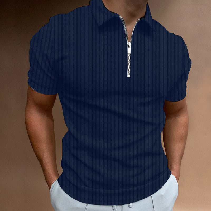 Striped Zip Polo Shirt